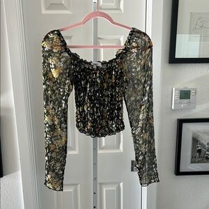 Louna long sleeve off the shoulder smocked floral top